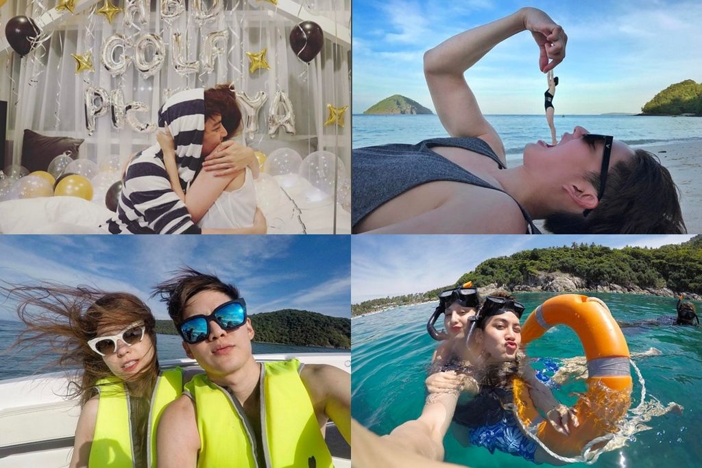 ขวัญ ยกเค้กบุกเซอร์ไพร์ซวันเกิดหนุ่มกอล์ฟและภาพหวานกับทริปกระชับรักที่ทะเล