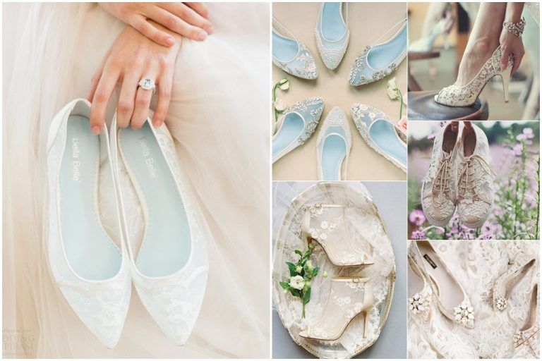 18 ไอเดียรองเท้าเจ้าสาวผ้าลูกไม้ สวมชุดเจ้าสาวสวยหวานทั้งทีต้องไปให้สุดจนจรดปลายเท้า