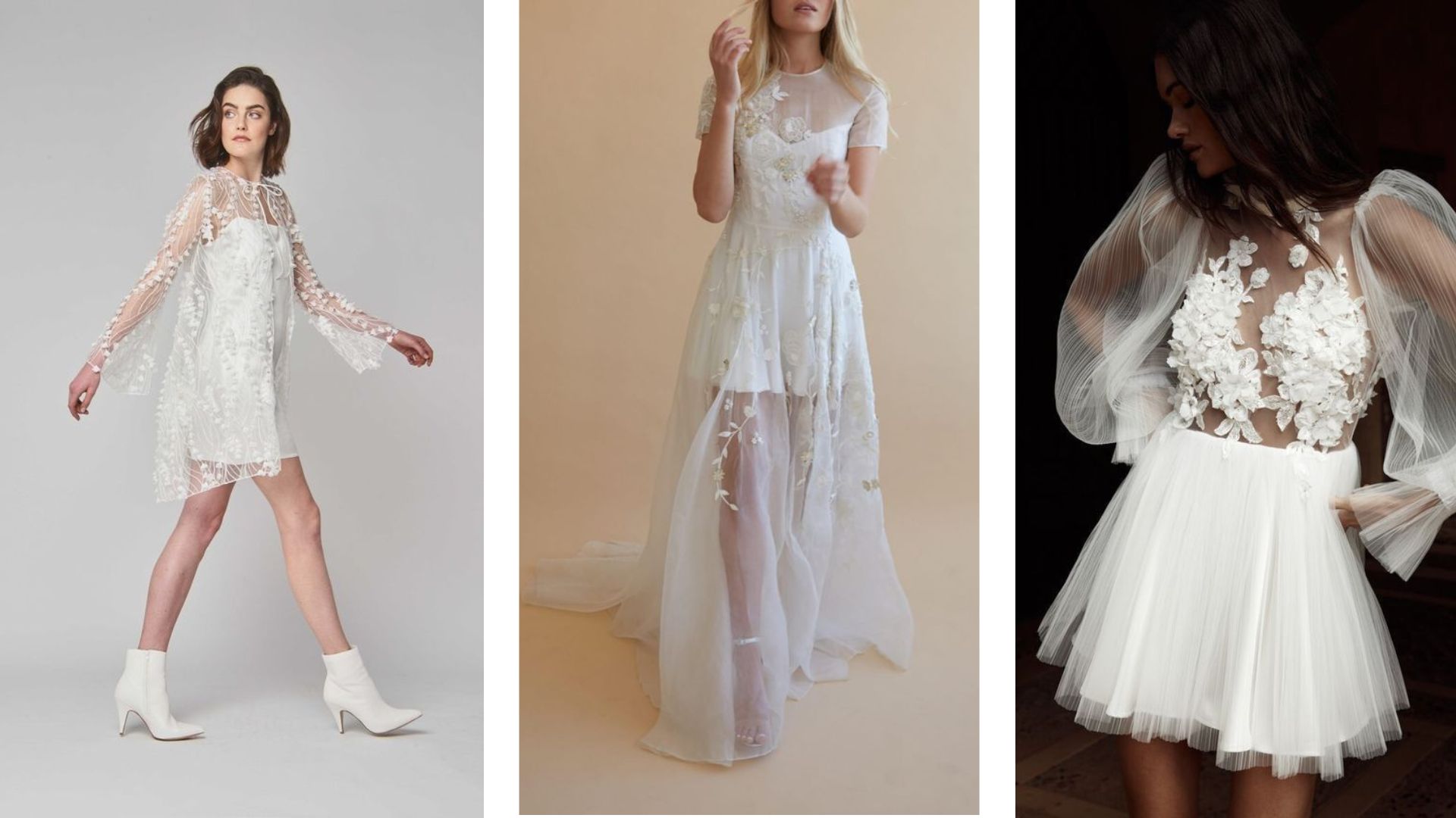 ชุด after party เจ้าสาว แบบผ้าซีทรูโปร่ง ๆ ปัดเย็บลวดลาย แมตช์ได้ทุกลุค