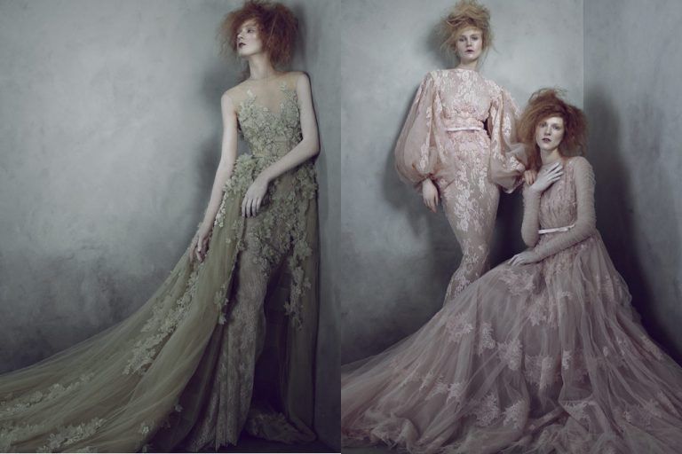 ชุดแต่งงานลูกไม้สีพาสเทลธรรมชาติ สวยหวาน งามสง่าดุจดอกไม้ป่า จาก Amato Couture