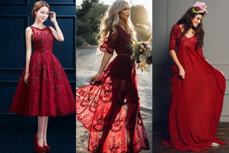 เทรนด์นี้มาแรง  11 ชุดแต่งงานสีแดงเบอร์กันดี สุดเก๋ แซ่บถึงใจ