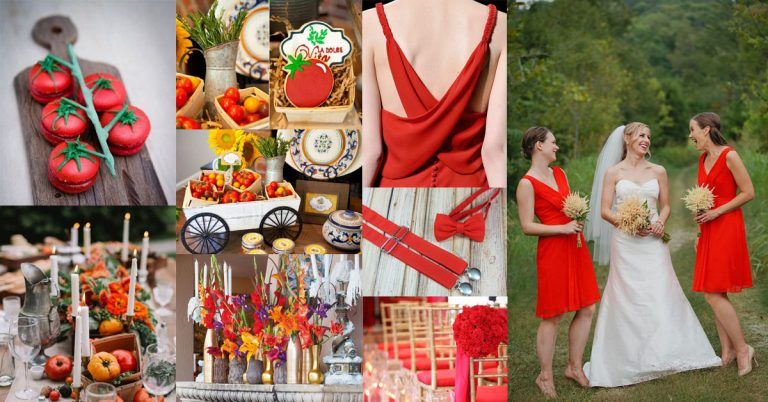 Cherry Tomato แดงอมส้มสดใสแบบมะเขือเทศเนรมิตรงานแต่งงานตามธีมสี Pantone ฮอตประจำปี 2018