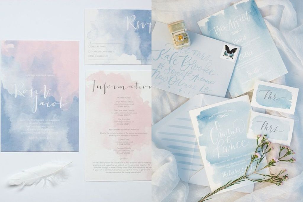 การ์ดแต่งงานสีน้ำสุดอาร์ตสวยเรียบเท่มีสไตล์ไม่ซ้ำแบบใคร