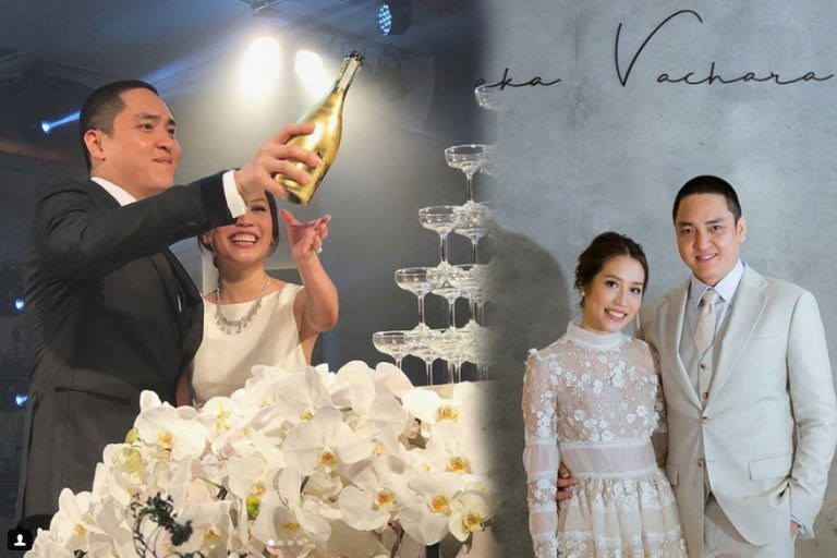 ทายาทตระกูลดัง จูเนียร์ วัชรพล น้อยหน่า สิริผกา ควงคู่ฉลองวิวาห์ คนดังร่วมงานคับคั่ง