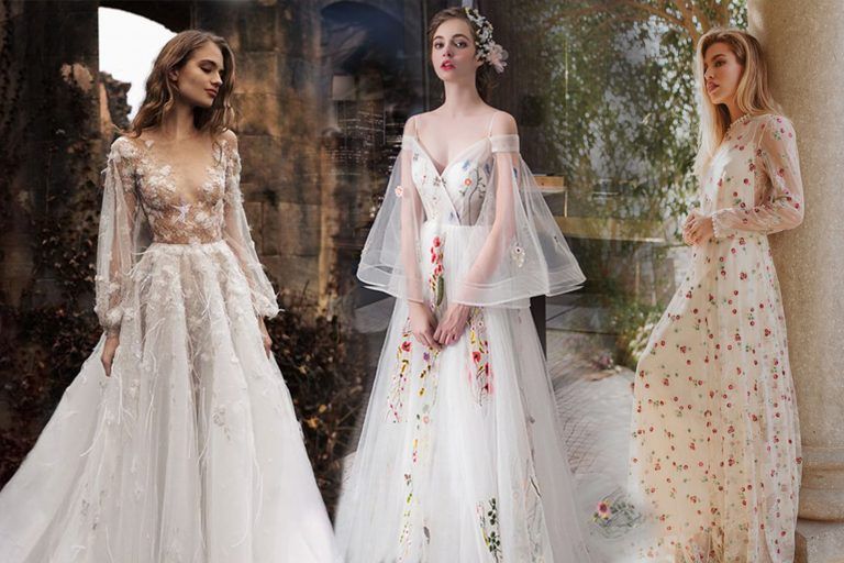 ชุดเจ้าสาวสวยหวานดูไม่ธรรมดาด้วยงานปักดอกไม้หลากสี