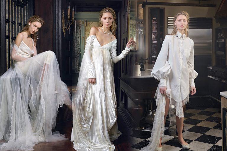 Danielle Frankel กับชุดแต่งงานผ้าซาตินสีครีม หรูหราด้วยไข่มุกแบบบาโรกมีเสน่ห์หรูหราอย่างวินเทจ