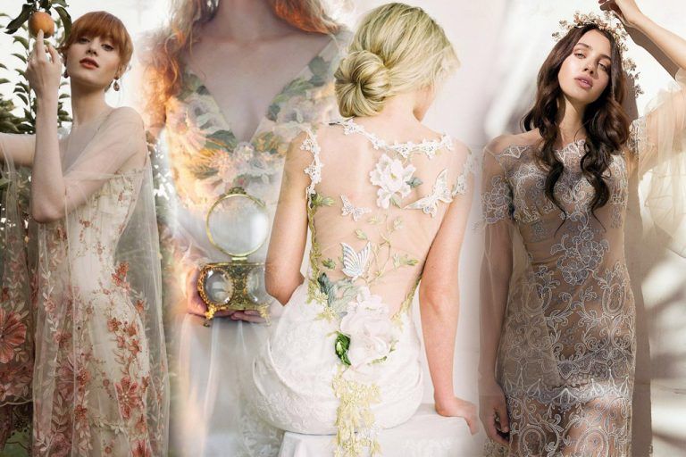 ชุดเจ้าสาวปักลูกไม้สีพาสเทล คลาสสิคแบบวินเทจ จาก Claire Pettibone