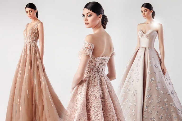 ชุดเจ้าสาวสีโรสโกลด์ ทองแชมเปญ จากแบรนด์ Fadwa Baalbaki Spring 2018 หวานเก๋ดูแพง โดดเด่นที่สุดในงานกลางคืน