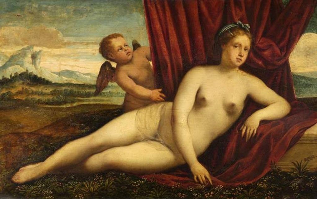 Venus and Cupid Unknown Artist oil painting 1
