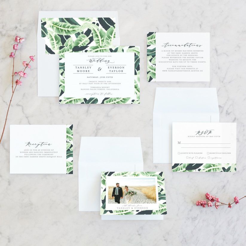 2019 wedding invitation trends greenery minted tropical wishes by haley warner