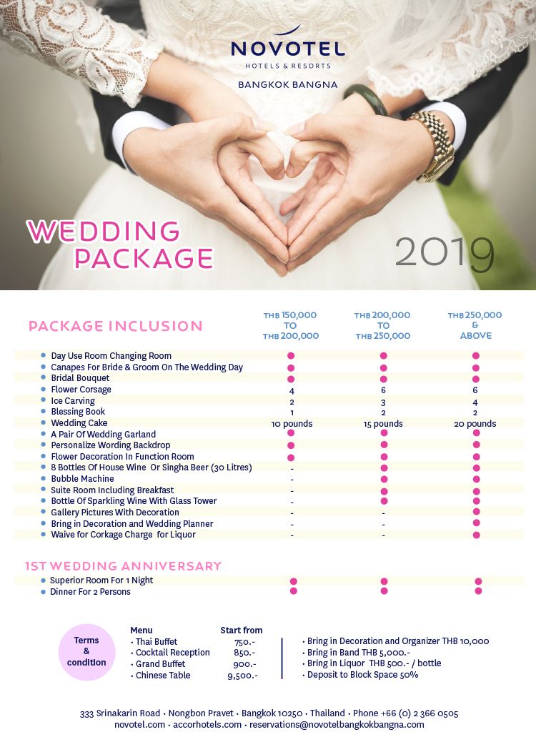 Novotel Bangna Wedding Package 2019 5