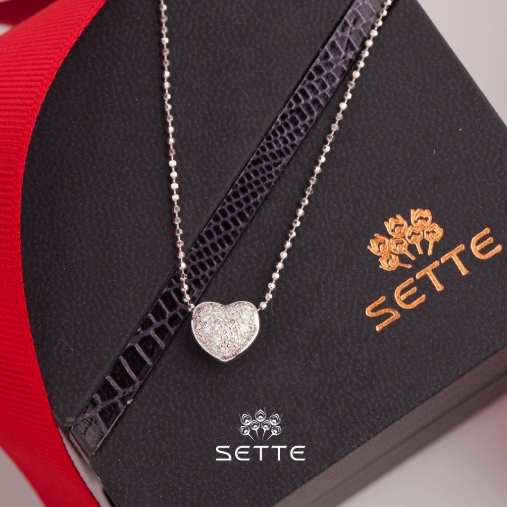 SETTLE 18K white gold necklace with 0.23ct diamond heart pendant The Owners Penthouse