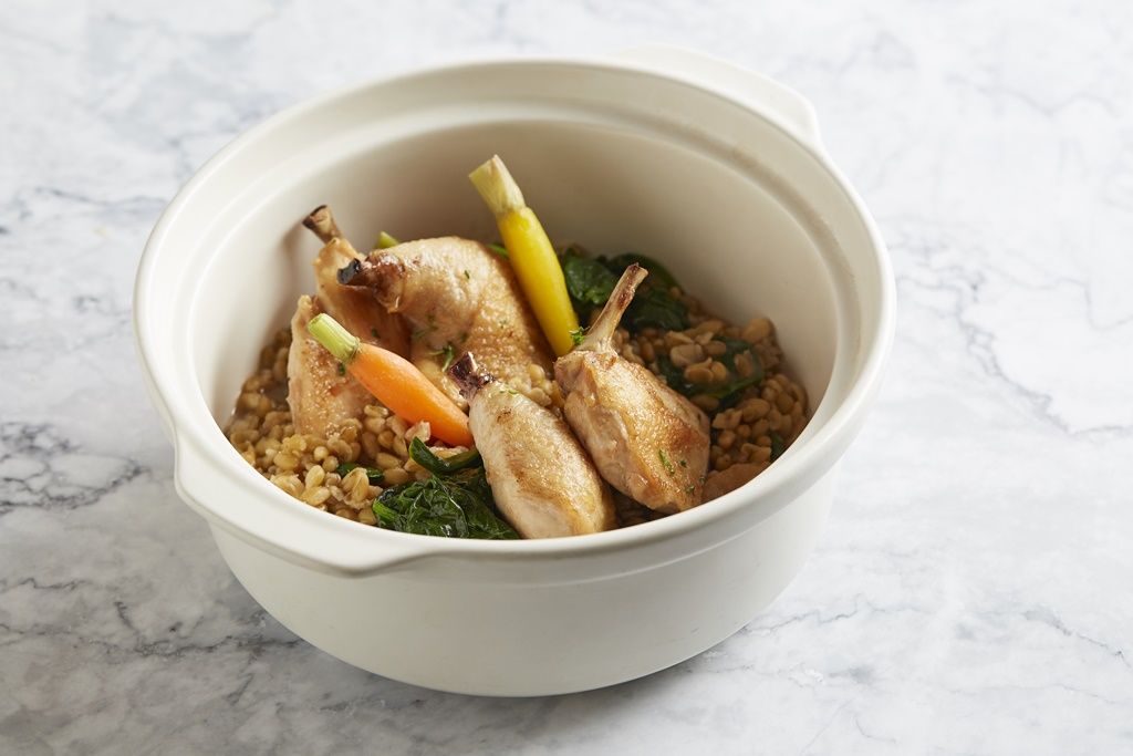Spring Chicken Pot Roasted with Freekeh