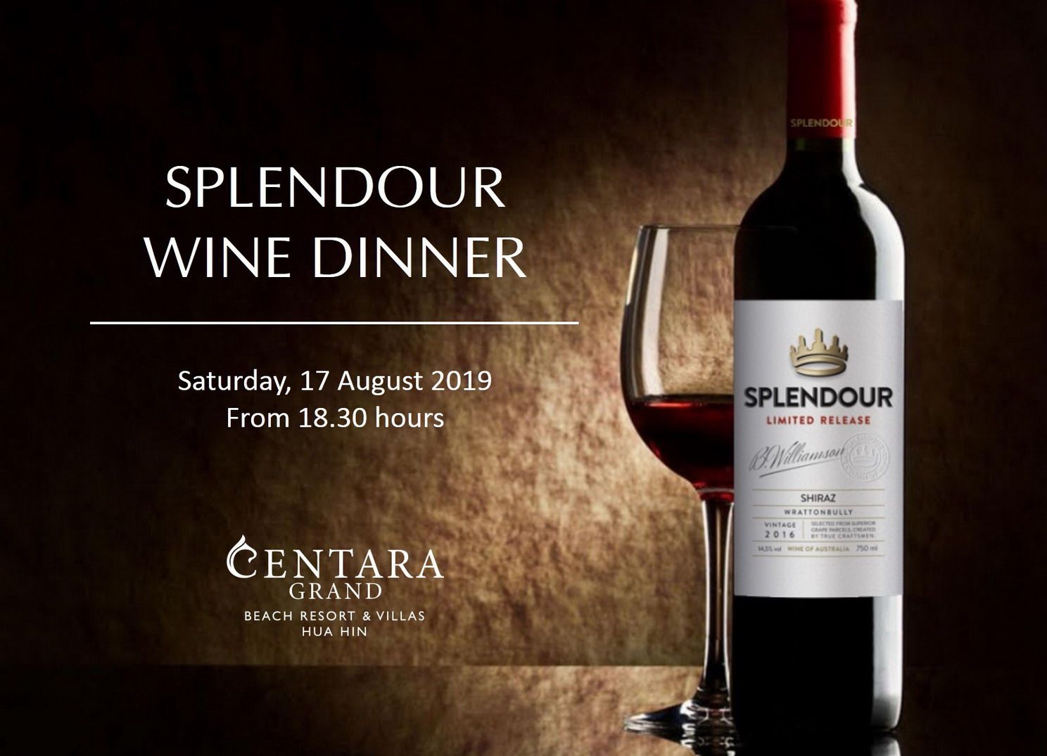 สัมผัสแรกแห่งรสชาติในมื้อค่ำครั้งพิเศษ “สเปลนเดอร์ ไวน์ ดินเนอร์” ณ โรงแรมเซ็นทาราแกรนด์ บีชรีสอร์ทและวิลลา หัวหิน
