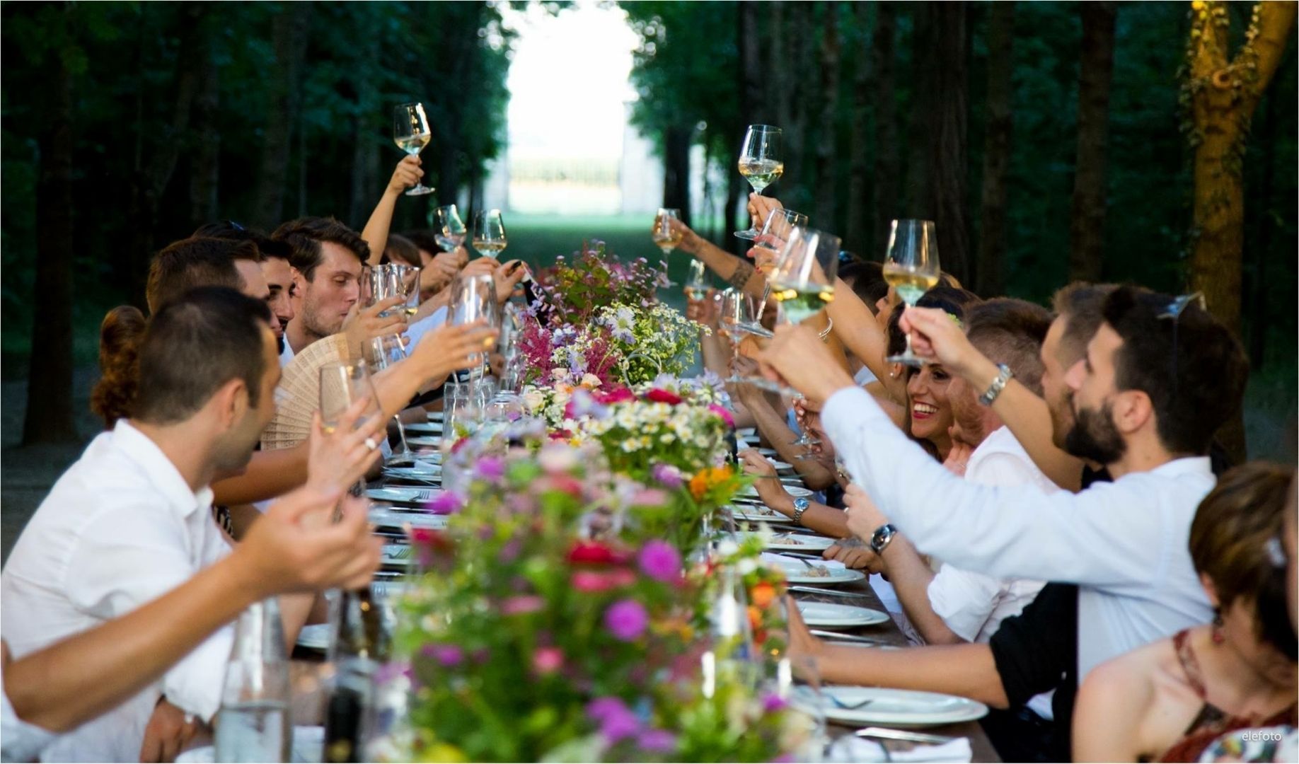 Canva Guests Having a Toast at Wedding Dinner
