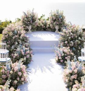 ฉากแต่งงานมินิมอลธีมชมพู-ฟ้า