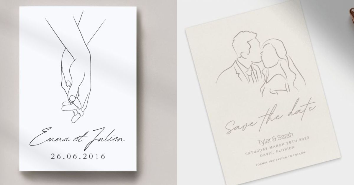 Minimal simple line การ์ดแต่งงาน