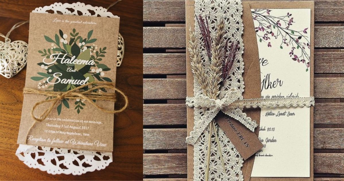 Minimal rustic card wedding