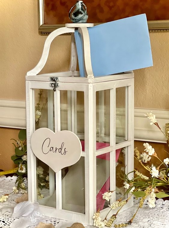 ทำเป็นกล่องใส่เงินงานแต่งแบบทําเองจากกล่องตะเกียงเทียนขนาดใหญ่ ใส่การ์ดเข้าไปข้างในได้ -1