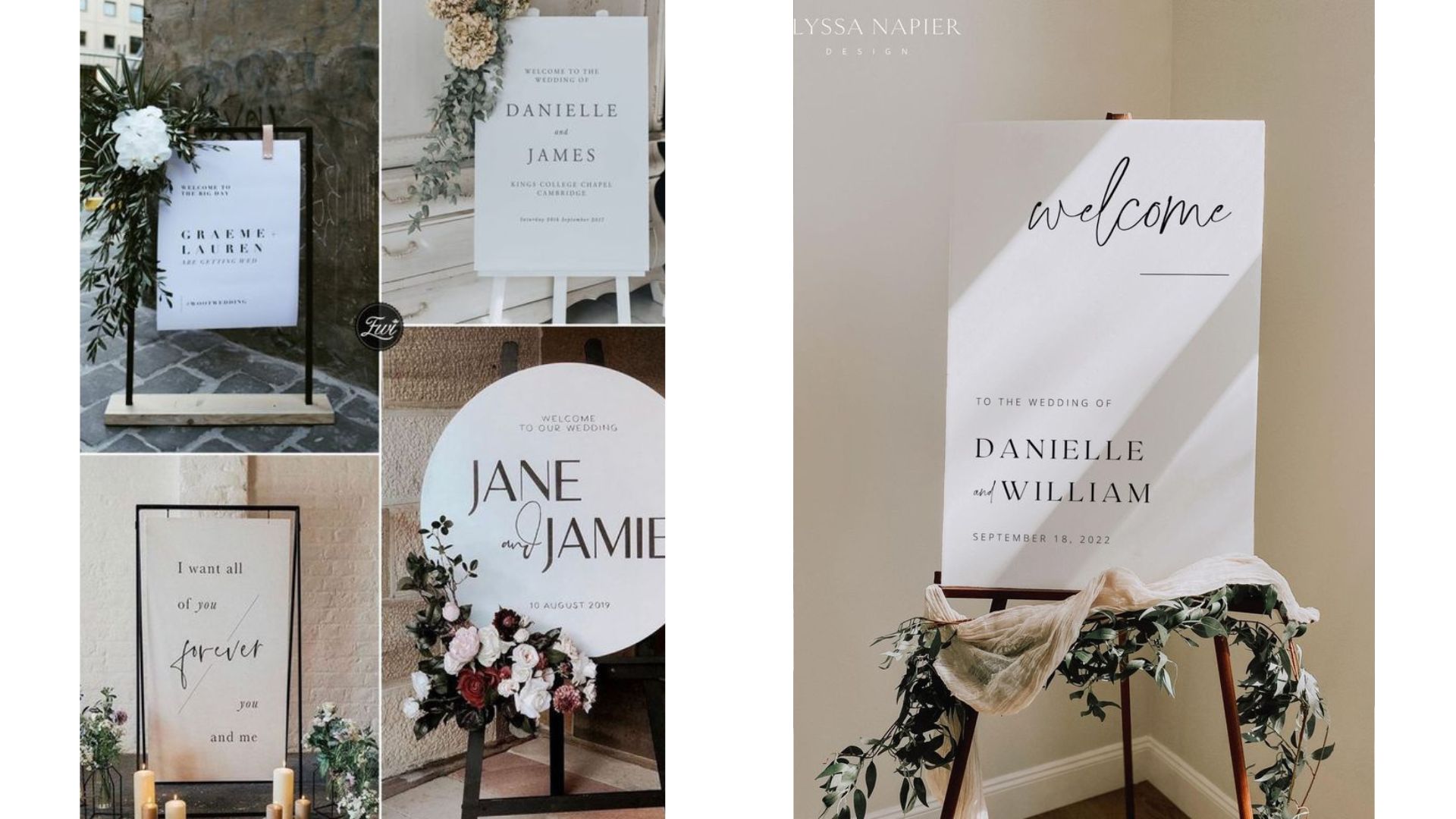 ป้าย welcome งานแต่งในสไตล์มินิมอล เรียบง่ายแต่สวยงาม