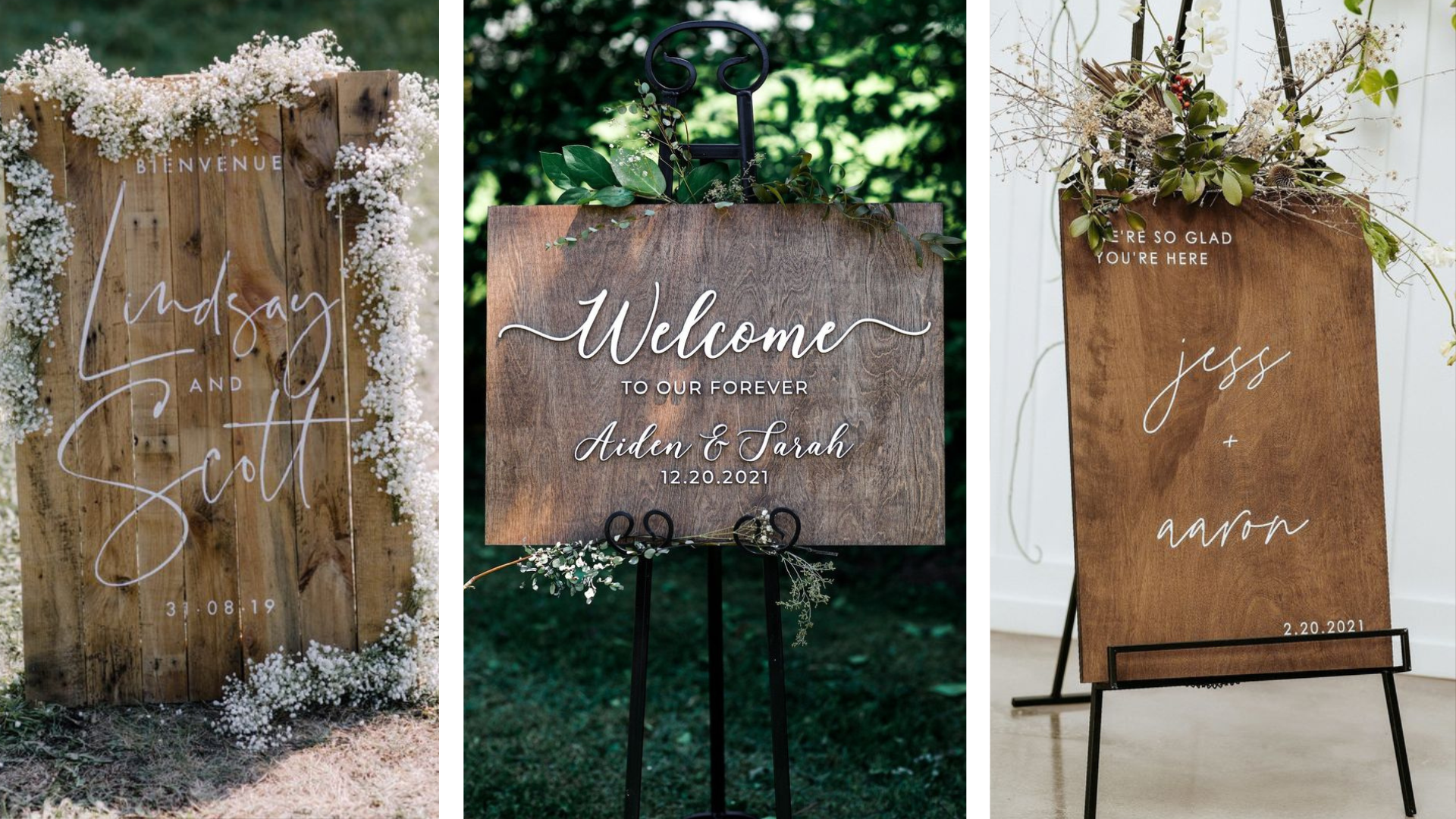 ป้าย welcome งานแต่งแนวรัสติก ความสวยงามตามแบบธรรมชาติ เรียบง่าย