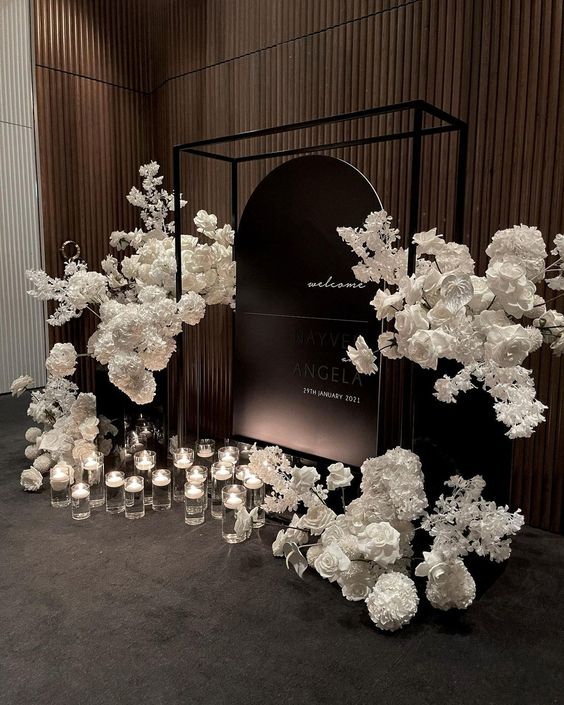 ฉากแต่งงานพื้นหลังสีดำ