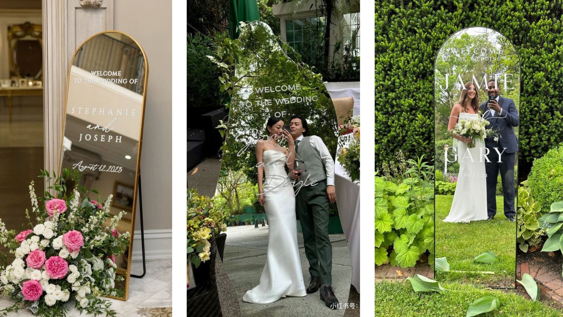 ป้าย welcome งานแต่งที่ทำจากกระจก