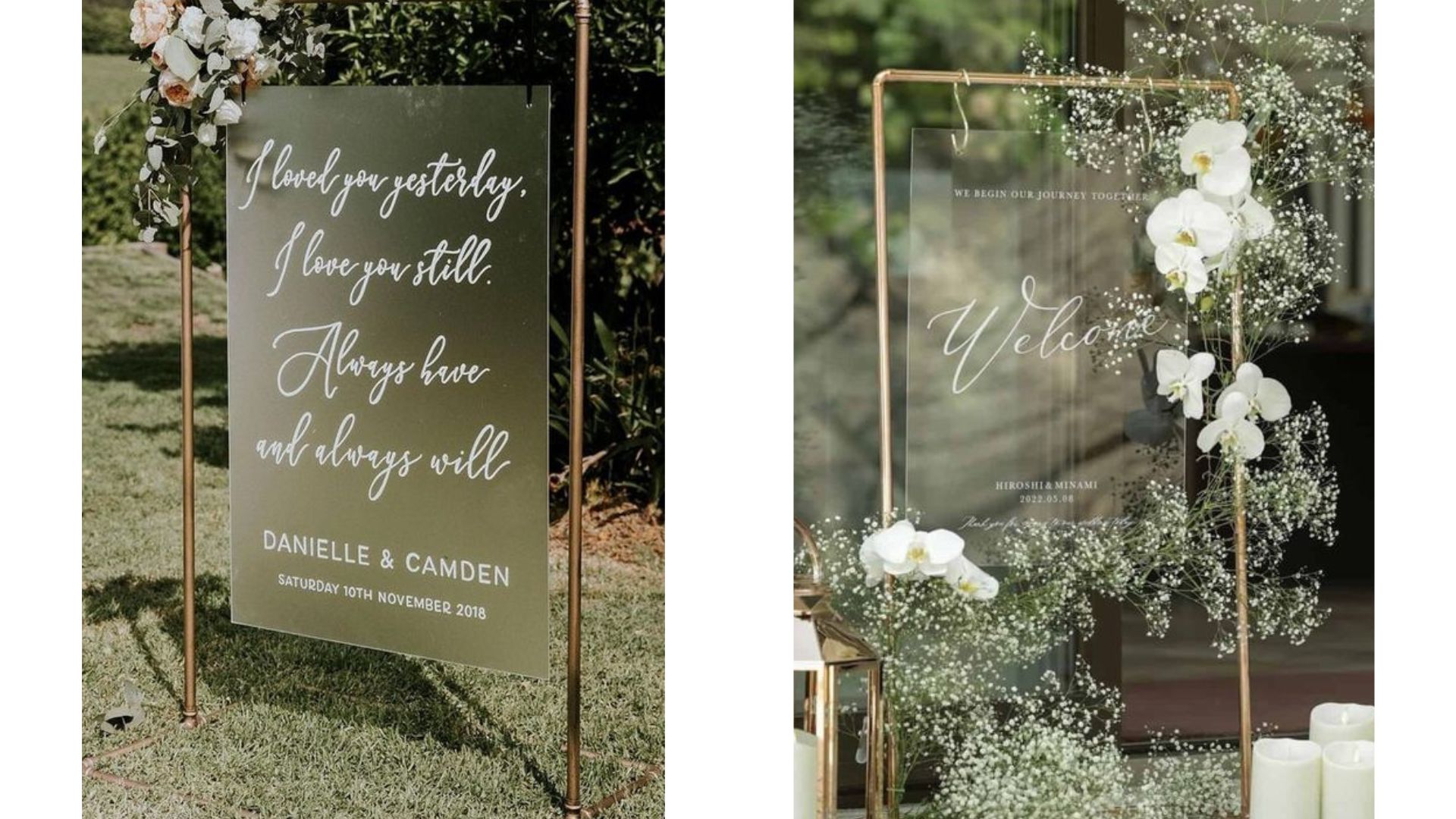 ป้าย welcome งานแต่งที่ทำจากอะคลิลิค