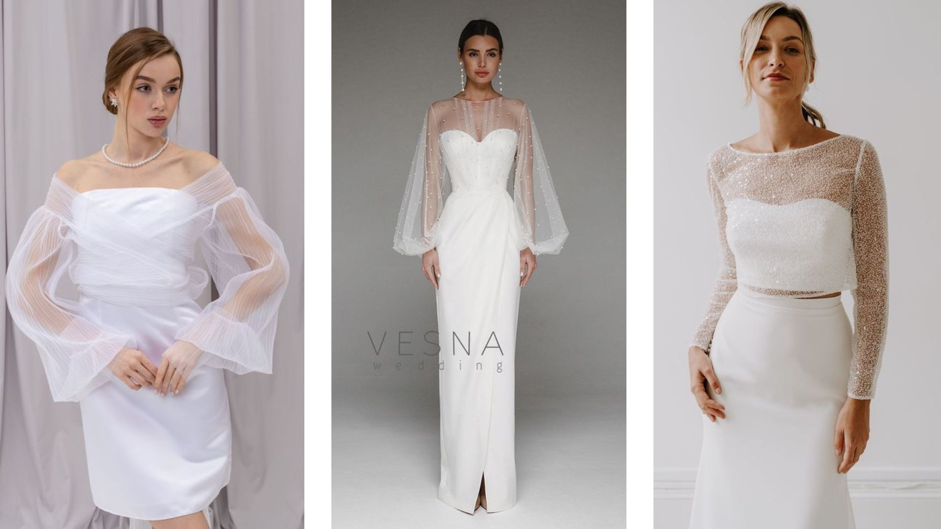 ชุดแต่งงานสั้นคลุมด้วยซีทรู