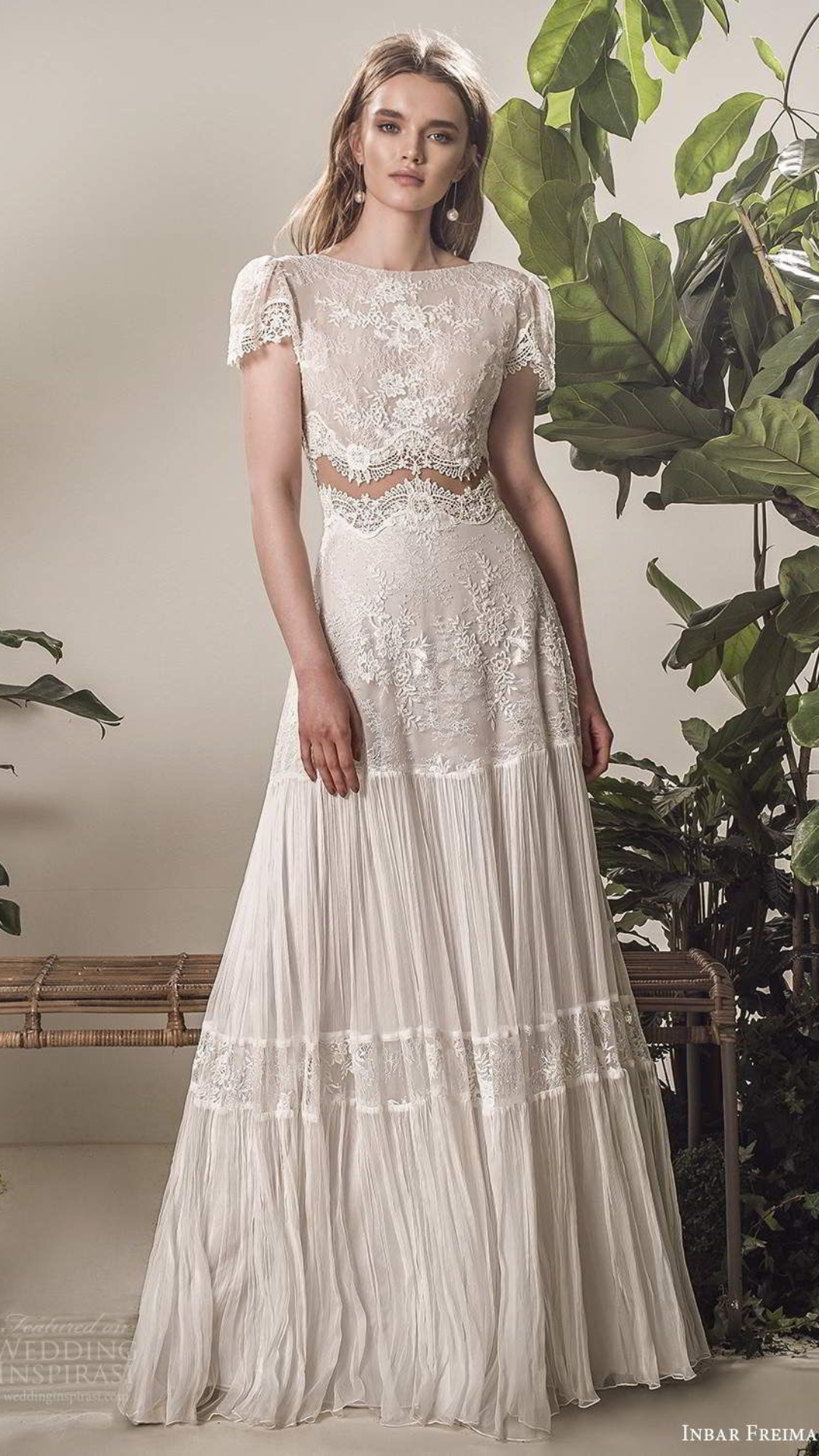 ชุดแต่งงานโบฮีเมียนแขนตุ๊กตากระโปรงพลิ้ว