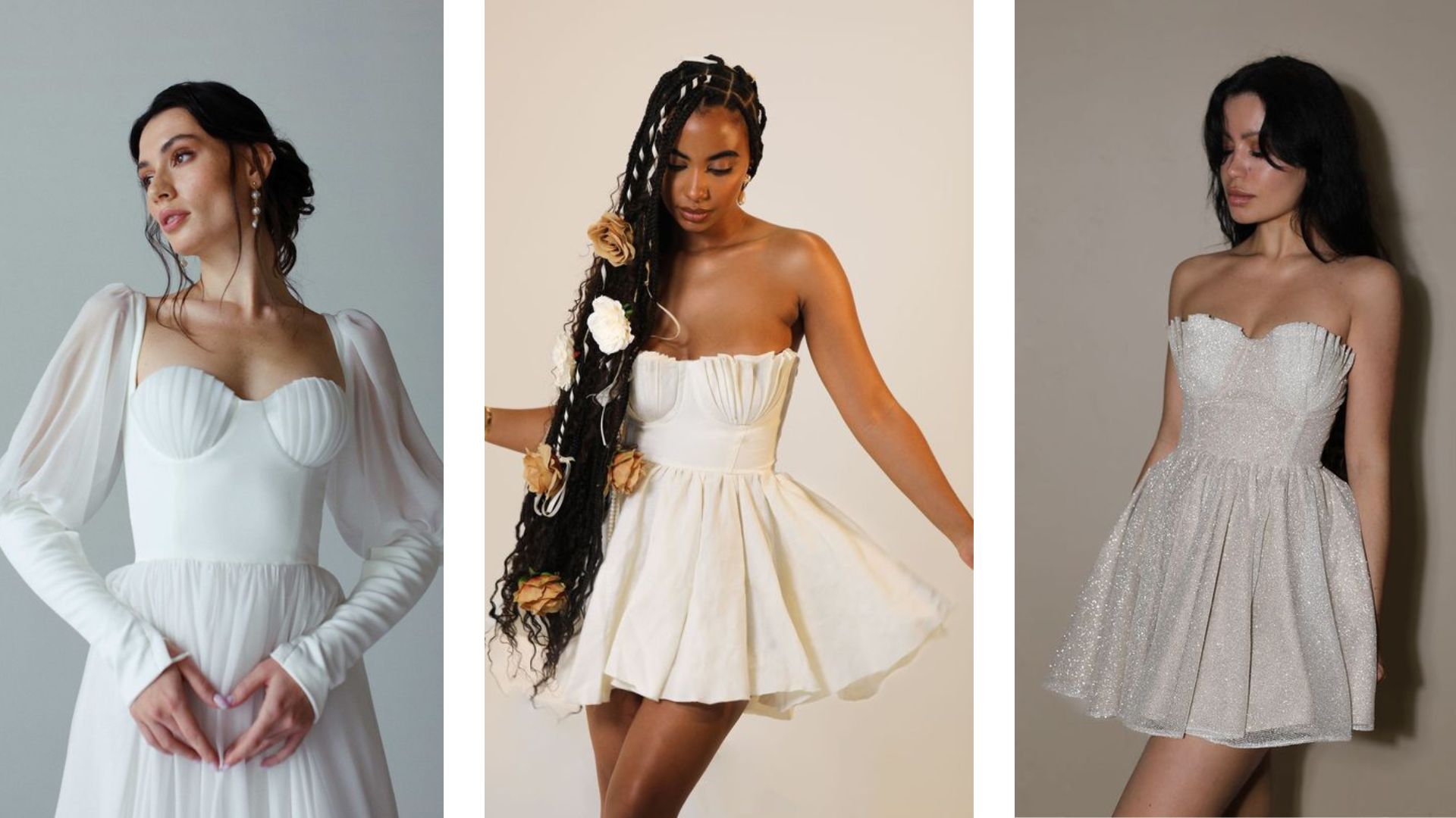 ชุดแต่งงานสั้นแบบเกาะอกทรงเปลือกหอย (Seashell Cup)