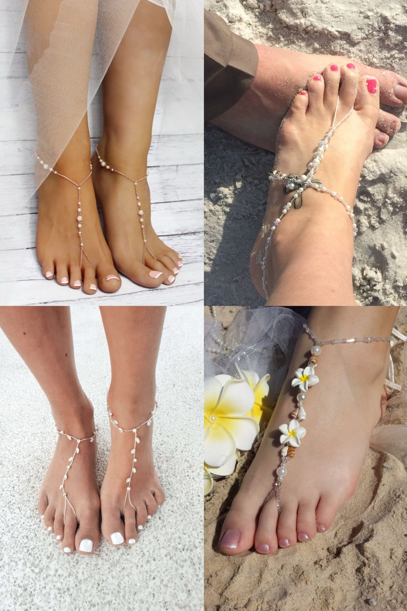 รองเท้าเจ้าสาวแบบเปลือยสร้อยข้อเท้า