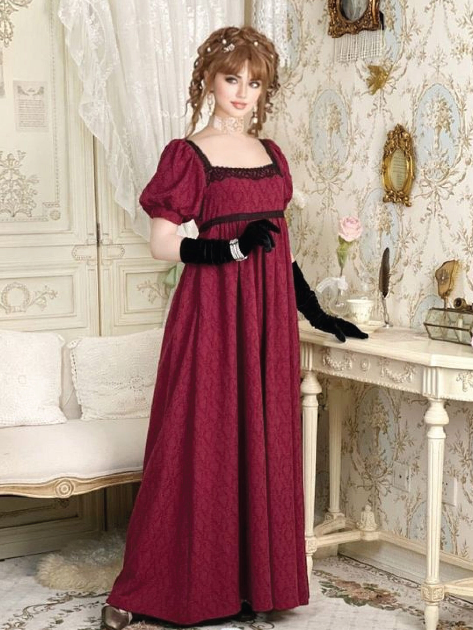 ชุดเจ้าสาวสีแดงทรง Empire