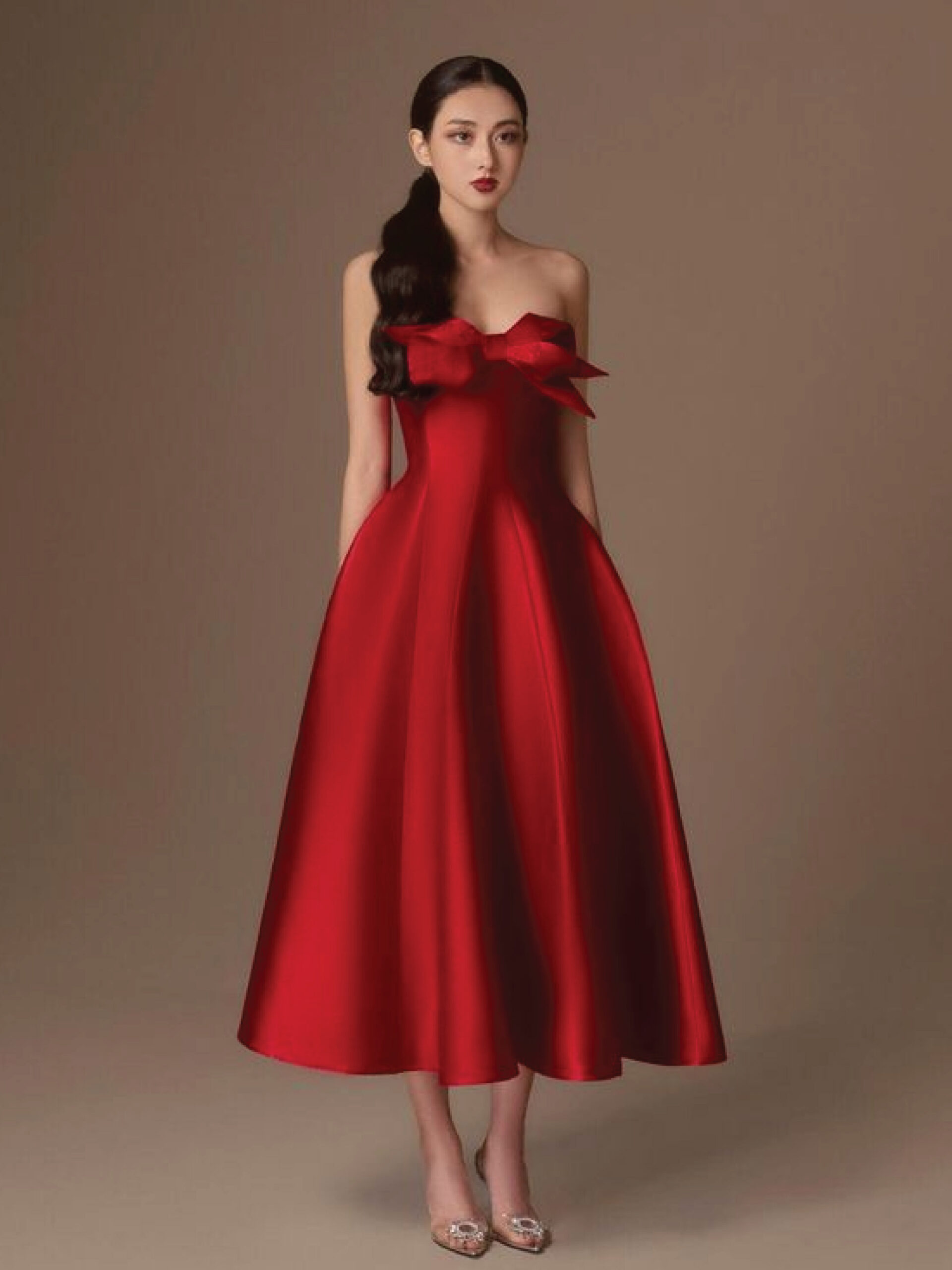 ชุดแต่งงานสีแดงทรง Tea-Length