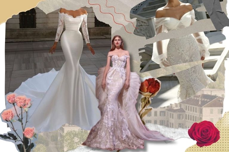  ชุดแต่งงานทรงหางปลาโดดเด่นด้วยรูปแบบที่สง่างาม 
