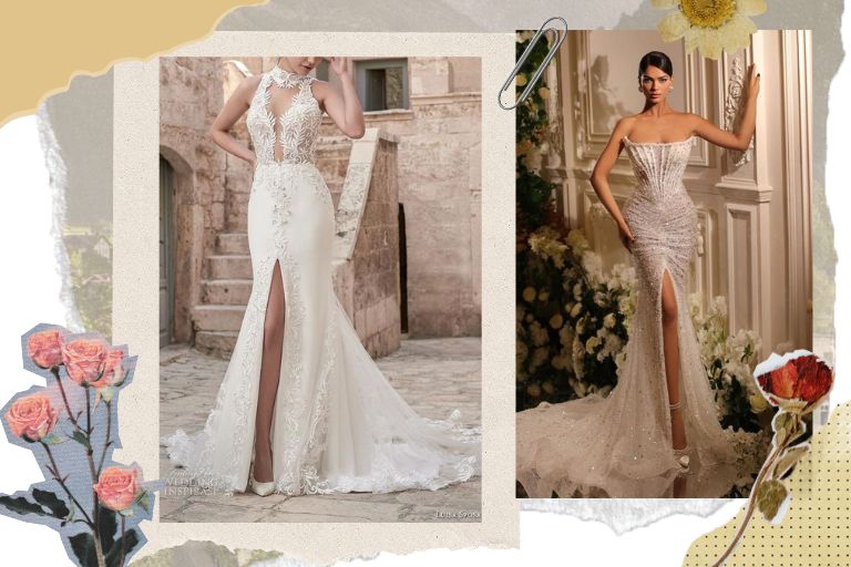 ชุดแต่งงานหางปลาแบบกระโปรงผ่าหน้า
