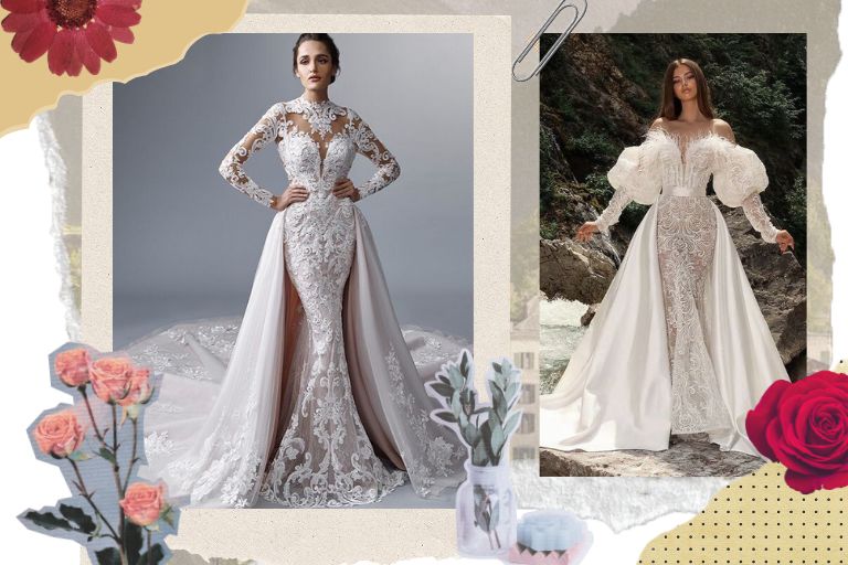 ชุดแต่งงานหางปลาแบบเพิ่มเลเยอร์กระโปรง
