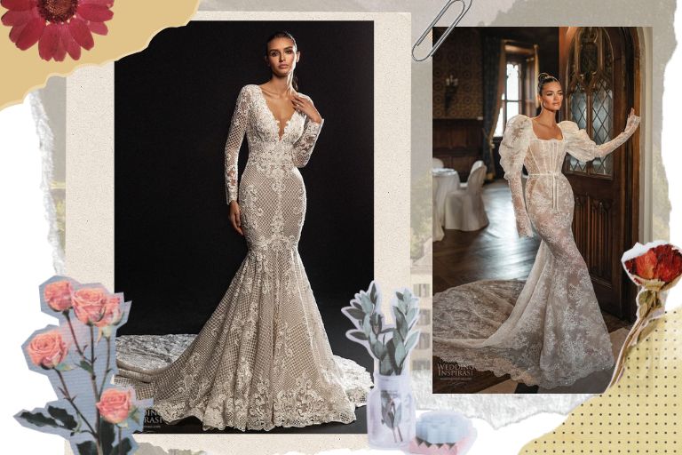 ชุดแต่งงานหางปลาจากผ้าลูกไม้
