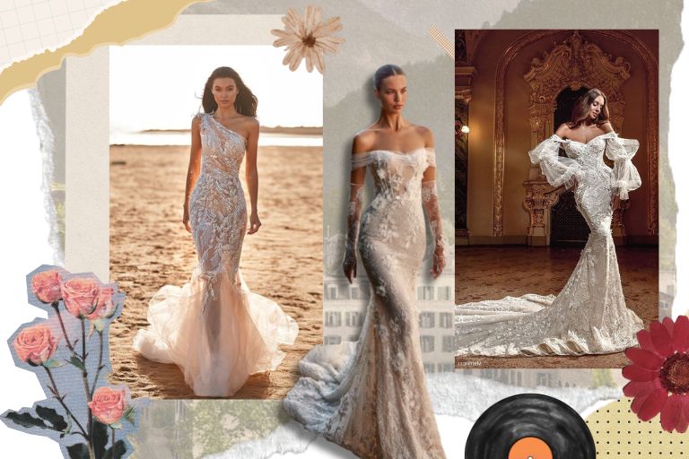  ชุดแต่งงานหางปลาแบบเปิดไหล่หรือคาดบ่า
