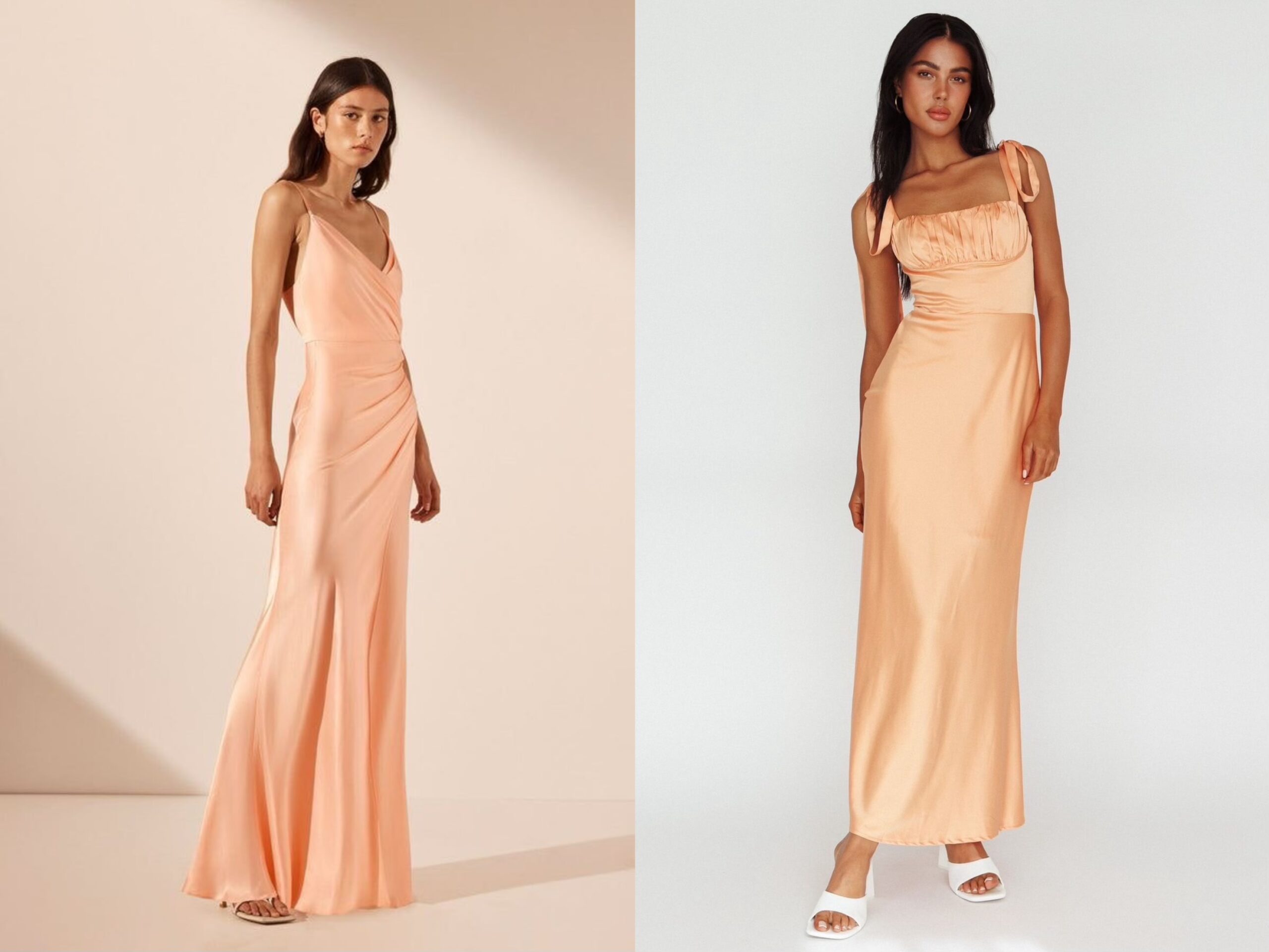 ชุดไปงานแต่งกลางวันสีส้มพาสเทลสีแห่งความร่าเริง สนุกสนาน 