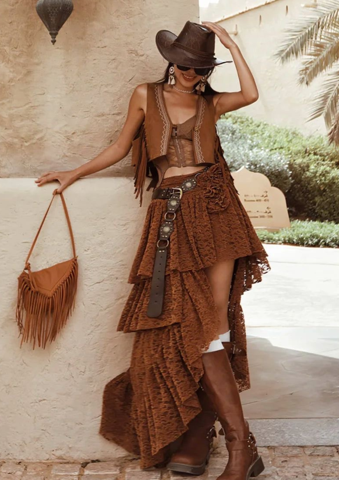 ชุดไปงานแต่งงานสีน้ำตาลสไตล์คาวบอยสุดเท่