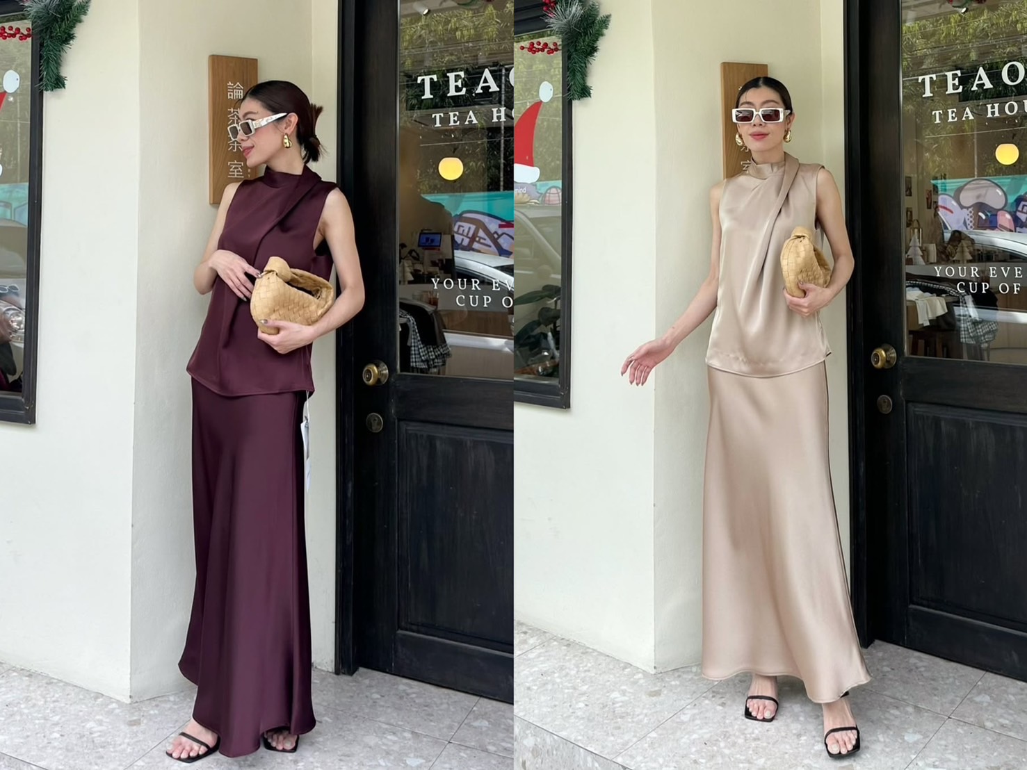 ดไปงานแต่งริมทะเลในชุดเซ็ทกระโปรงผ้าซาติน