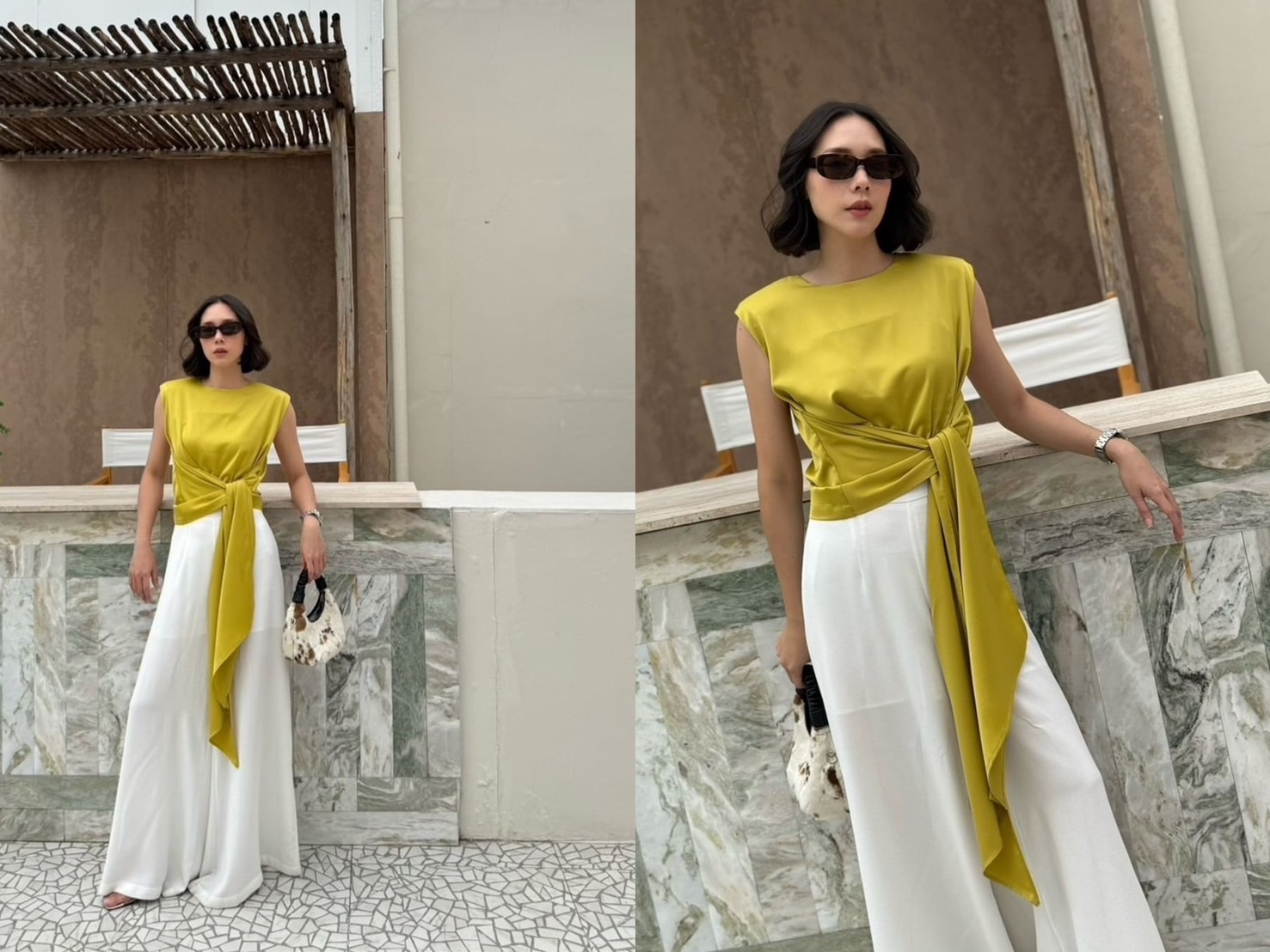 ชุดไปงานแต่งริมทะเลเสื้อผ้าซาตินทรงสวย