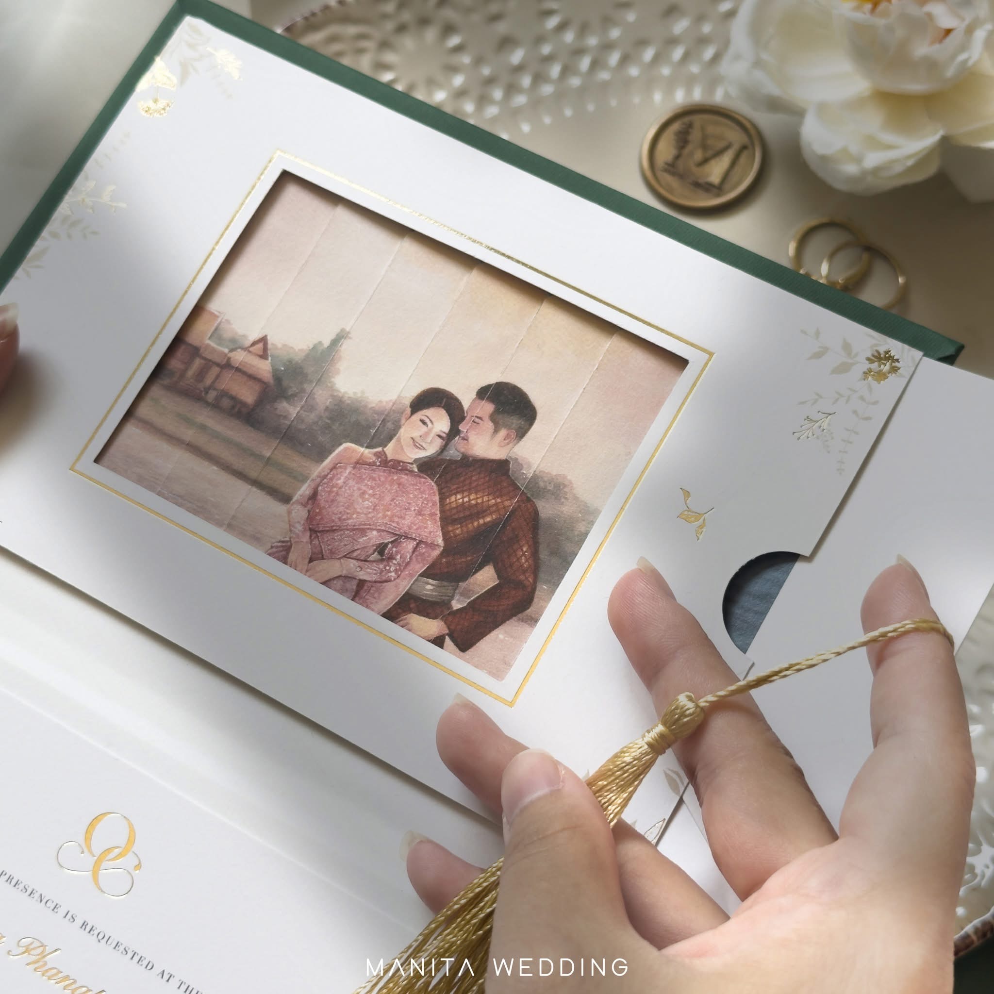 การ์ดแต่งงานดาราแบบภาพวาดแสนสวย