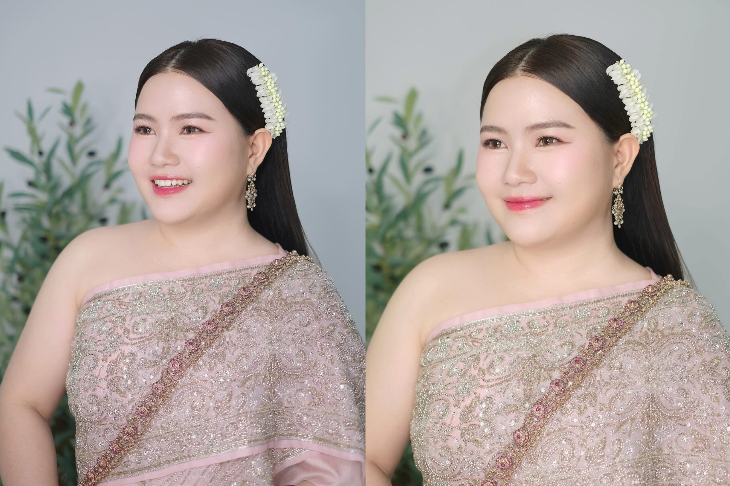 ทรงผมเจ้าสาวแบบปล่อยยาวลอนและที่คาดผม