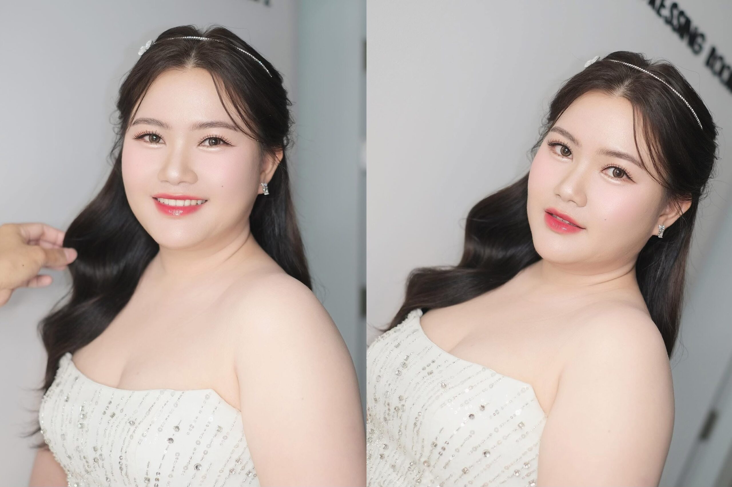 ทรงผมเจ้าสาวแบบปล่อยยาวลอนและที่คาดผม