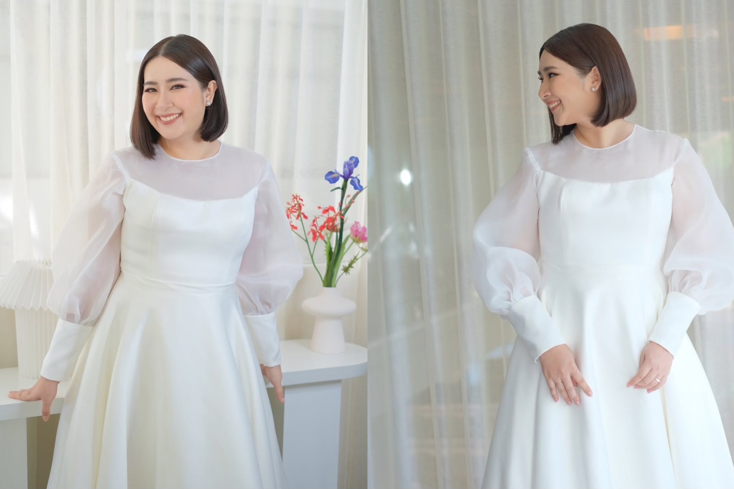 ทรงผมเจ้าสาวแบบปล่อยผมบ็อบสั้น