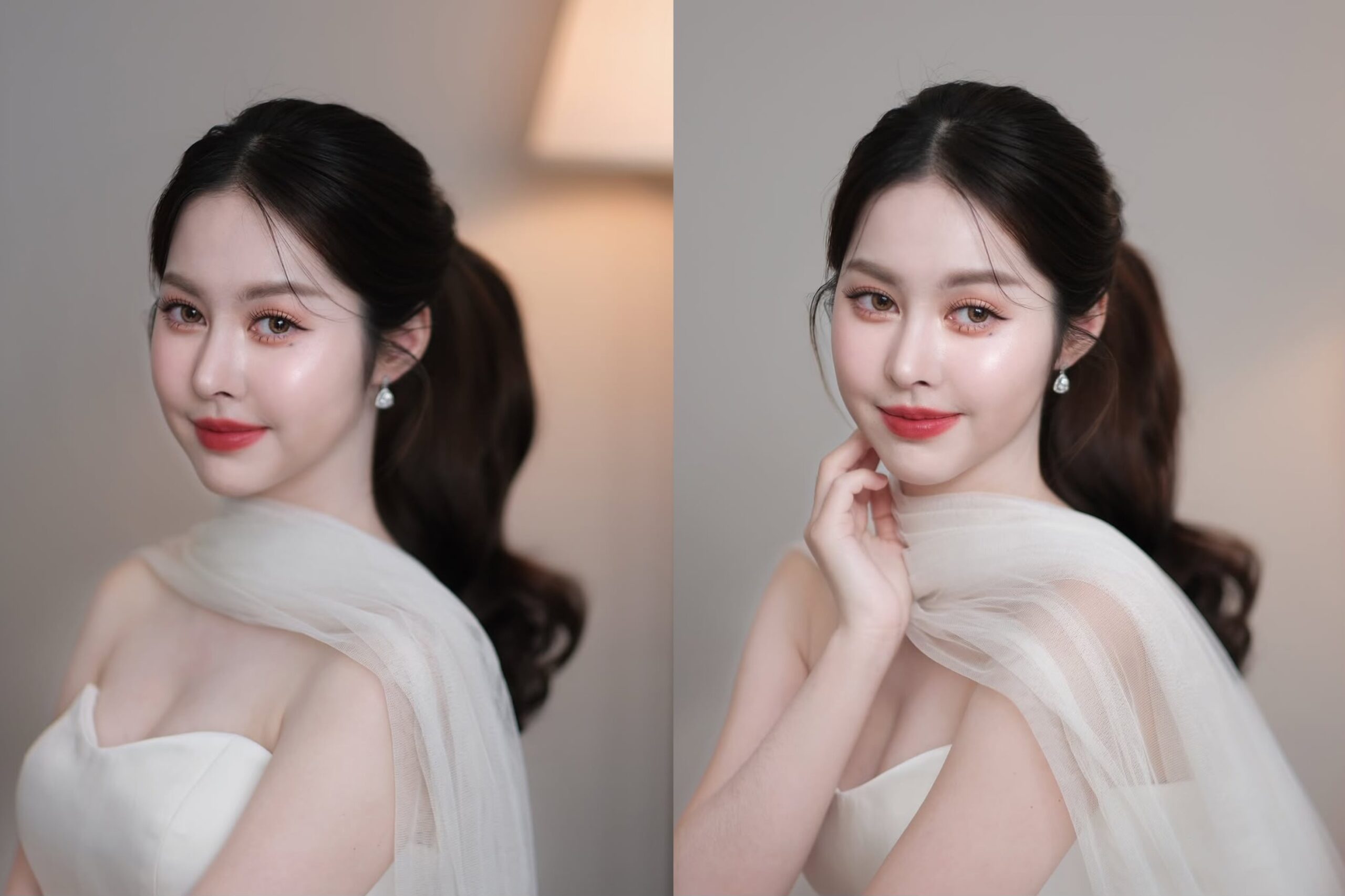 ทรงผมเจ้าสาวแบบปล่อยมัดทรงหางม้า