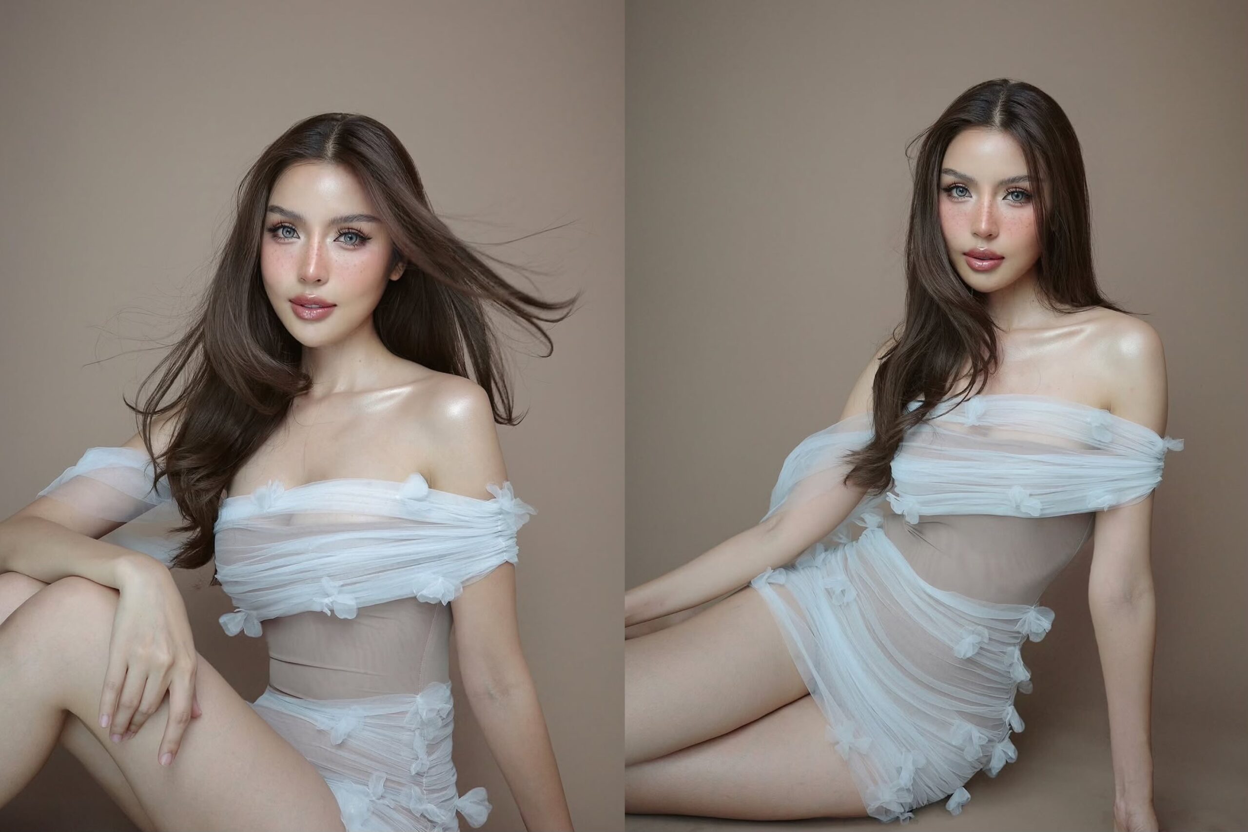 ทรงผมเจ้าสาวแบบปล่อยม้วนลอนเข้าหาตัวในลุคเซ่อ ๆ