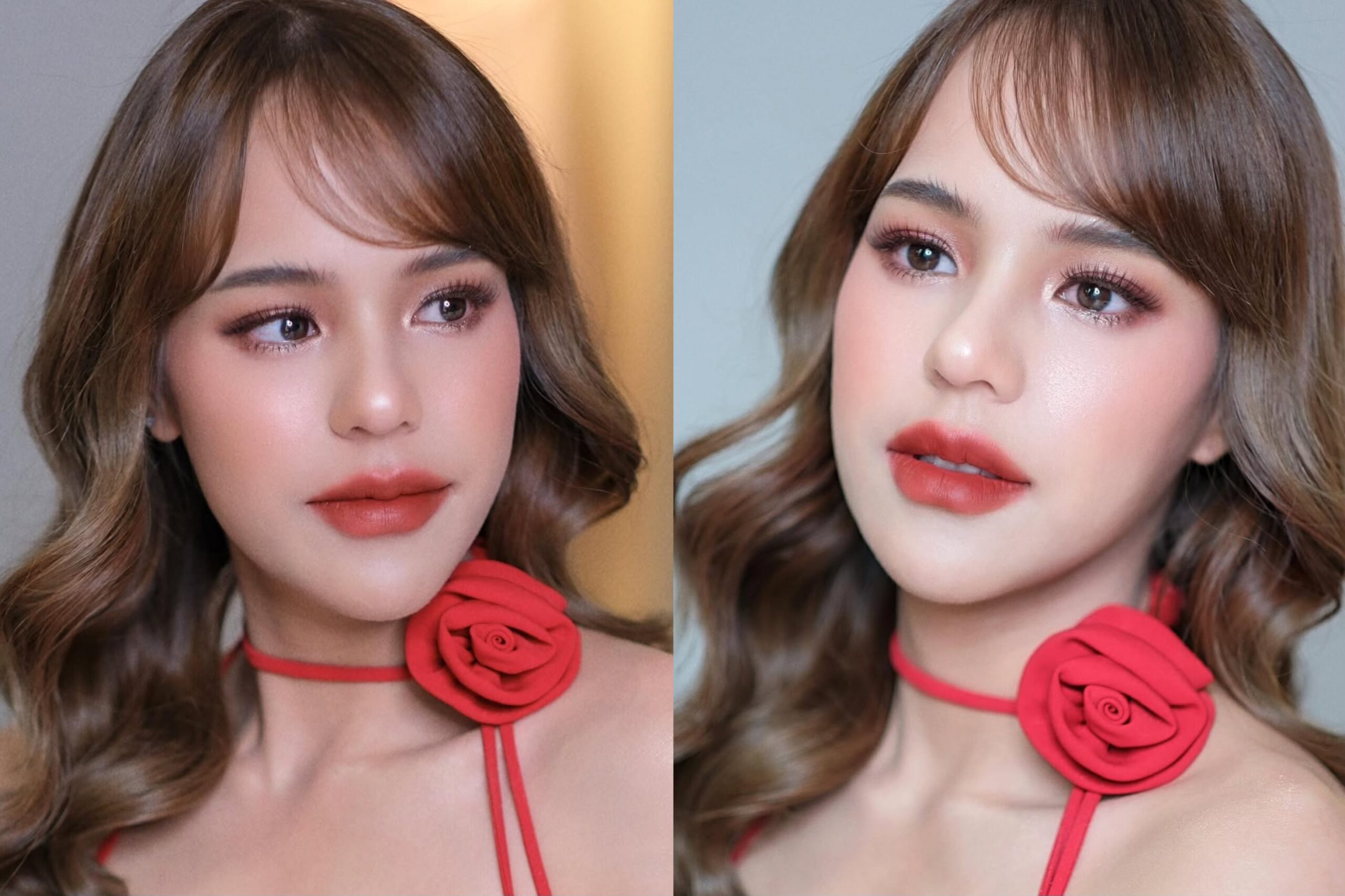 ทรงผมเจ้าสาวหน้ากลมผมหน้าม้าปัดข้าง